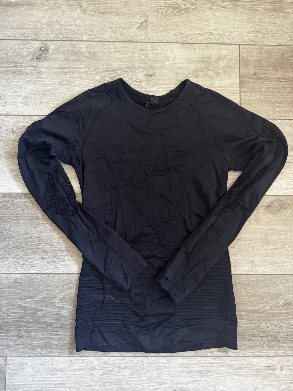 MPG Black Long-Sleeve Performance Tee with Mesh Panels